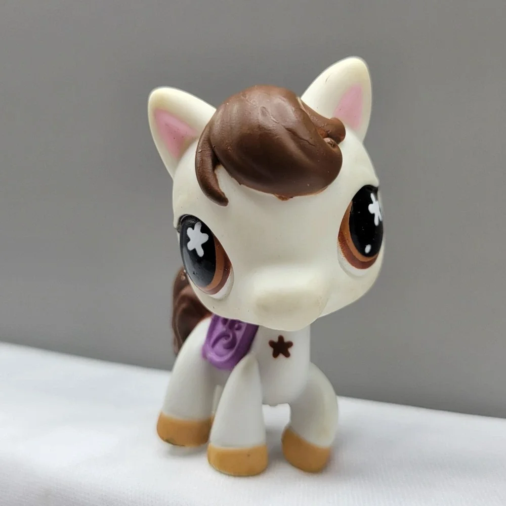 Littlest Pet Shop LPS #578 White Horse Pony Hasbro Figure Toy Purple Saddle